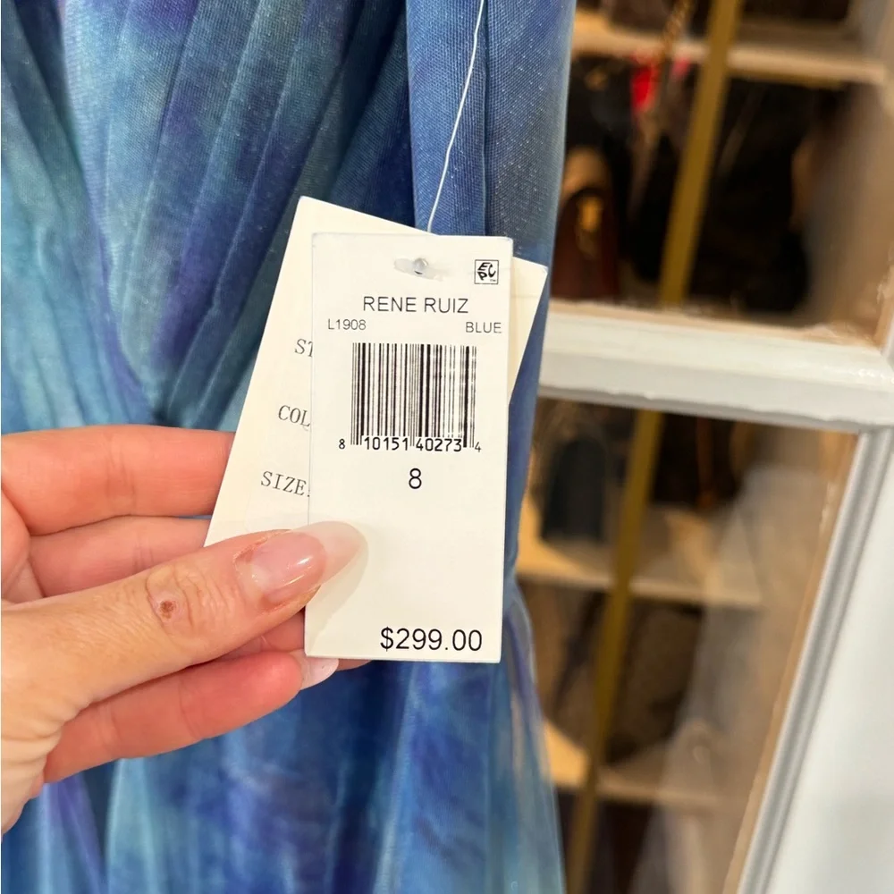 Rene Ruiz Blue Ombre Pleated Dress - Picture 5 of 6